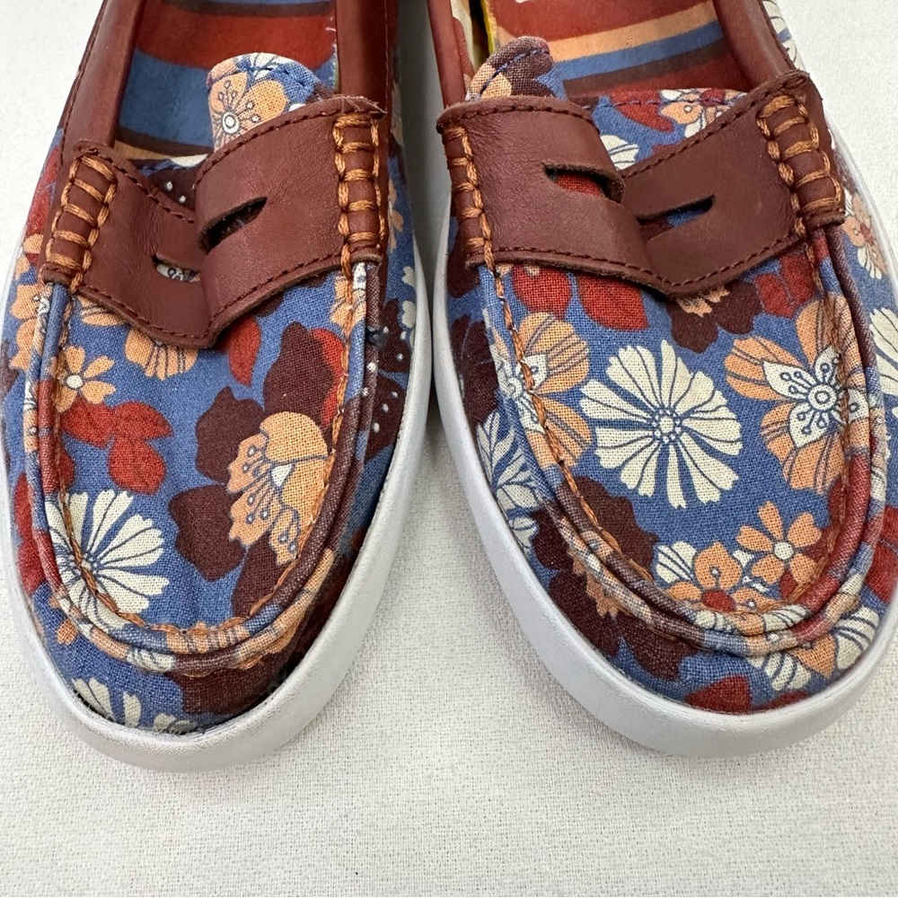 Cole Haan Floral Blue and Brown Loafers - Picture 13 of 15
